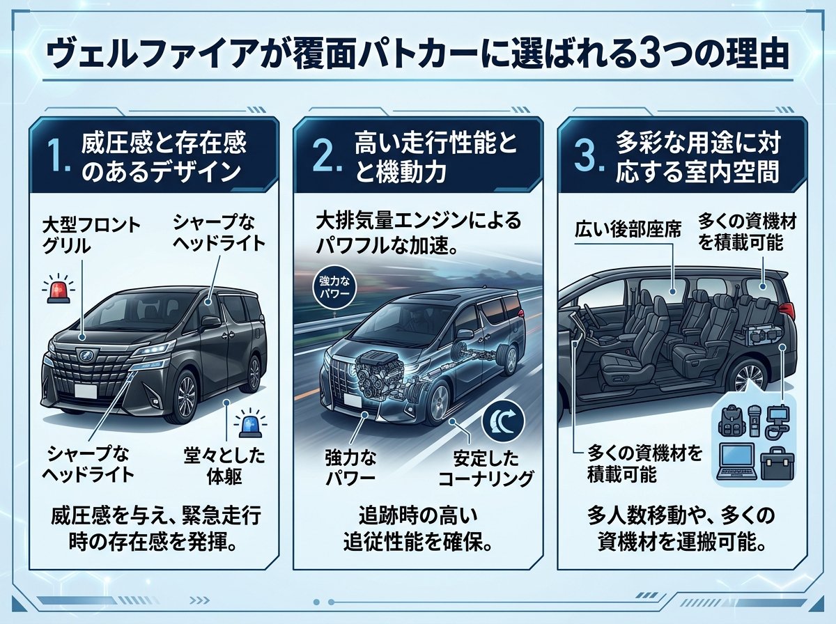 ヴェルファイアが覆面パトカーに選ばれる3つの理由