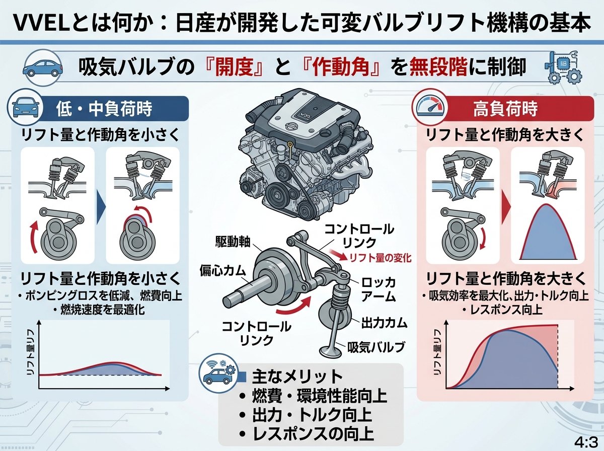 VVELとは何か：日産が開発した可変バルブリフト機構の基本