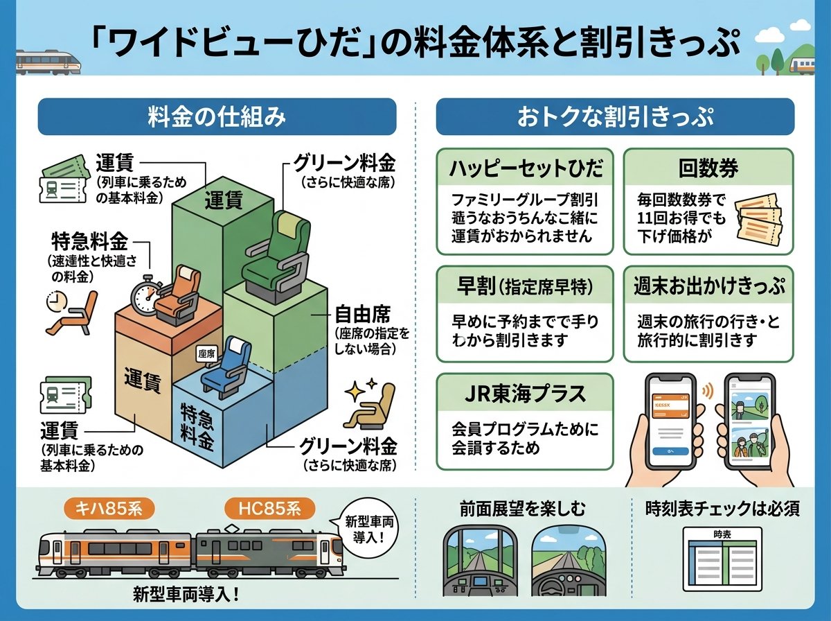 ワイドビューひだの料金体系と割引きっぷ