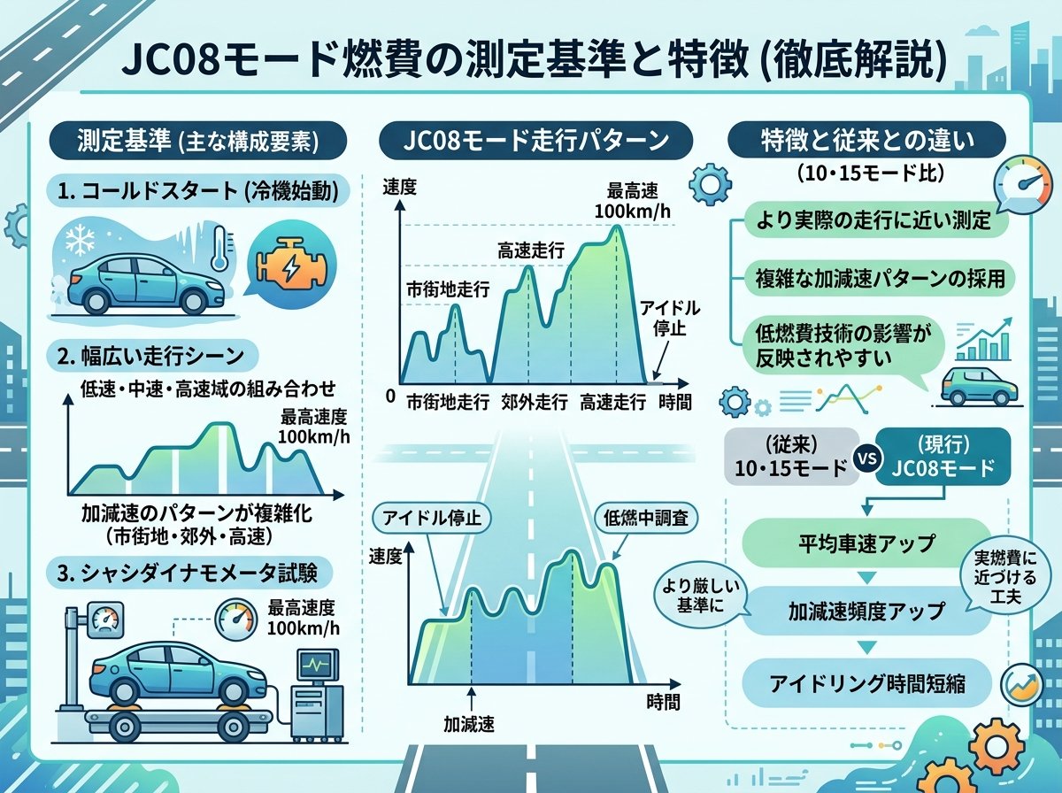 jc08モード燃費の測定基準と特徴