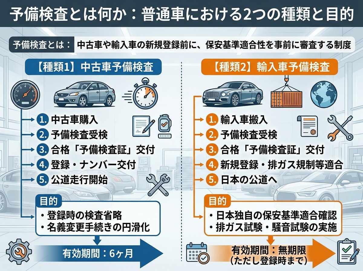 予備検査とは何か：普通車における2つの種類と目的