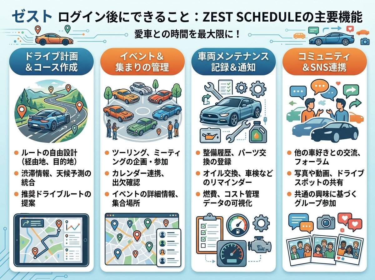 ゼスト ログイン後にできること:ZEST SCHEDULEの主要機能