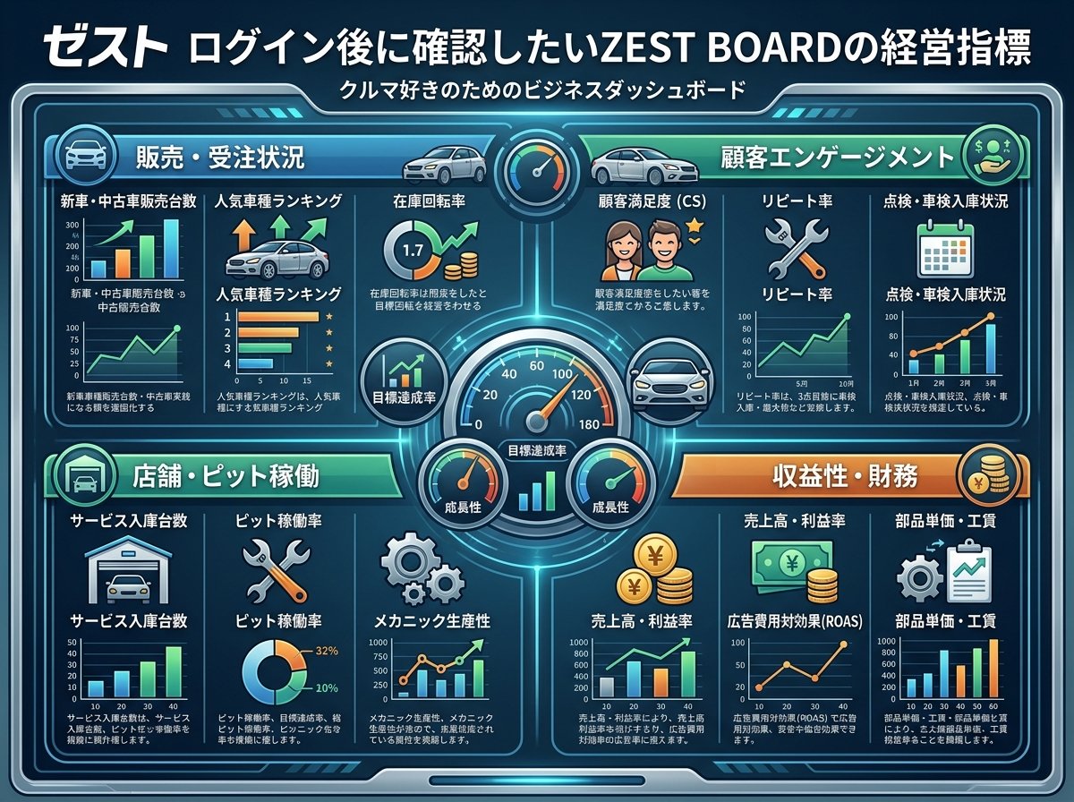 ゼスト ログイン後に確認したいZEST BOARDの経営指標